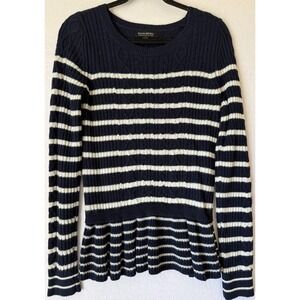 Banana Republic Italian Yarn Merino Wool Cashmere Sweater Women S Blue Stripe